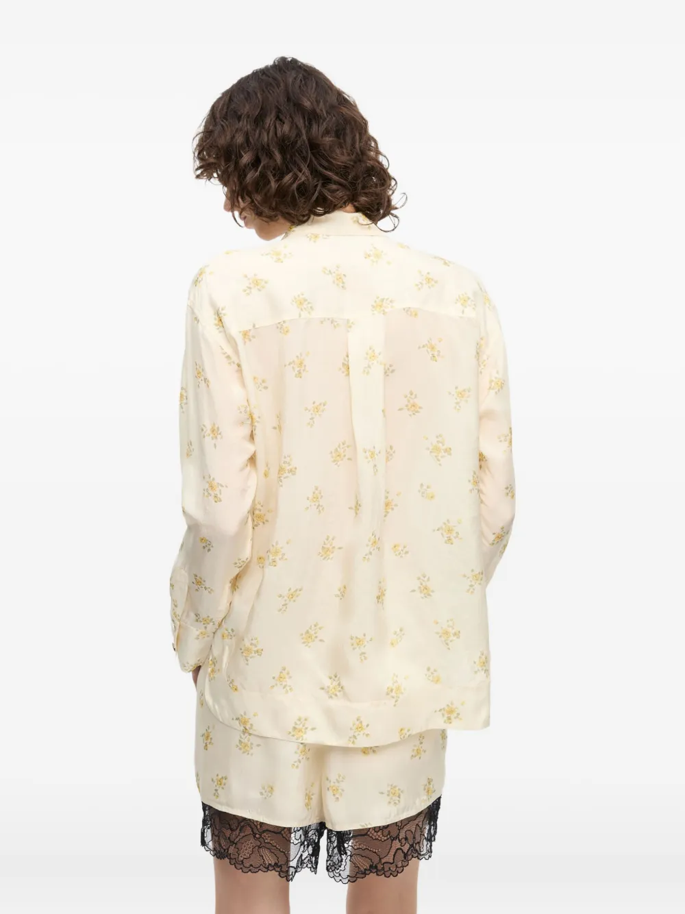 GANNI Shirt met bloemenprint Beige