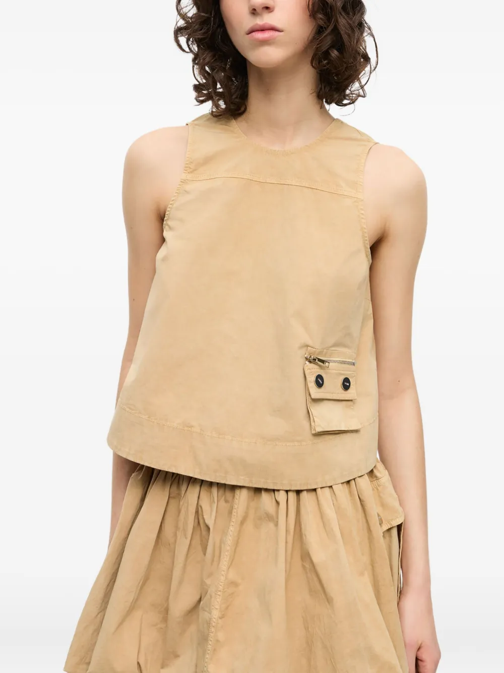 GANNI Mouwloze top Beige