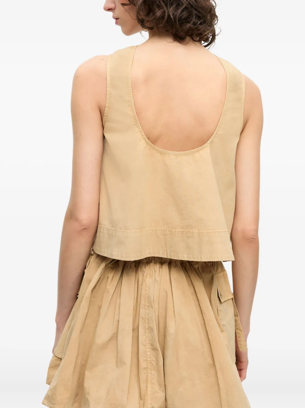GANNI Mouwloze top Beige