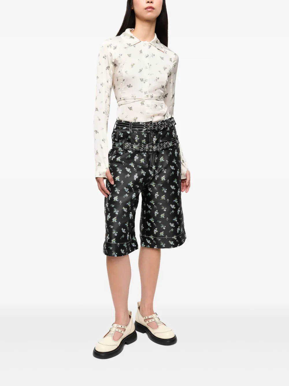 GANNI Body met bloemenprint - Wit