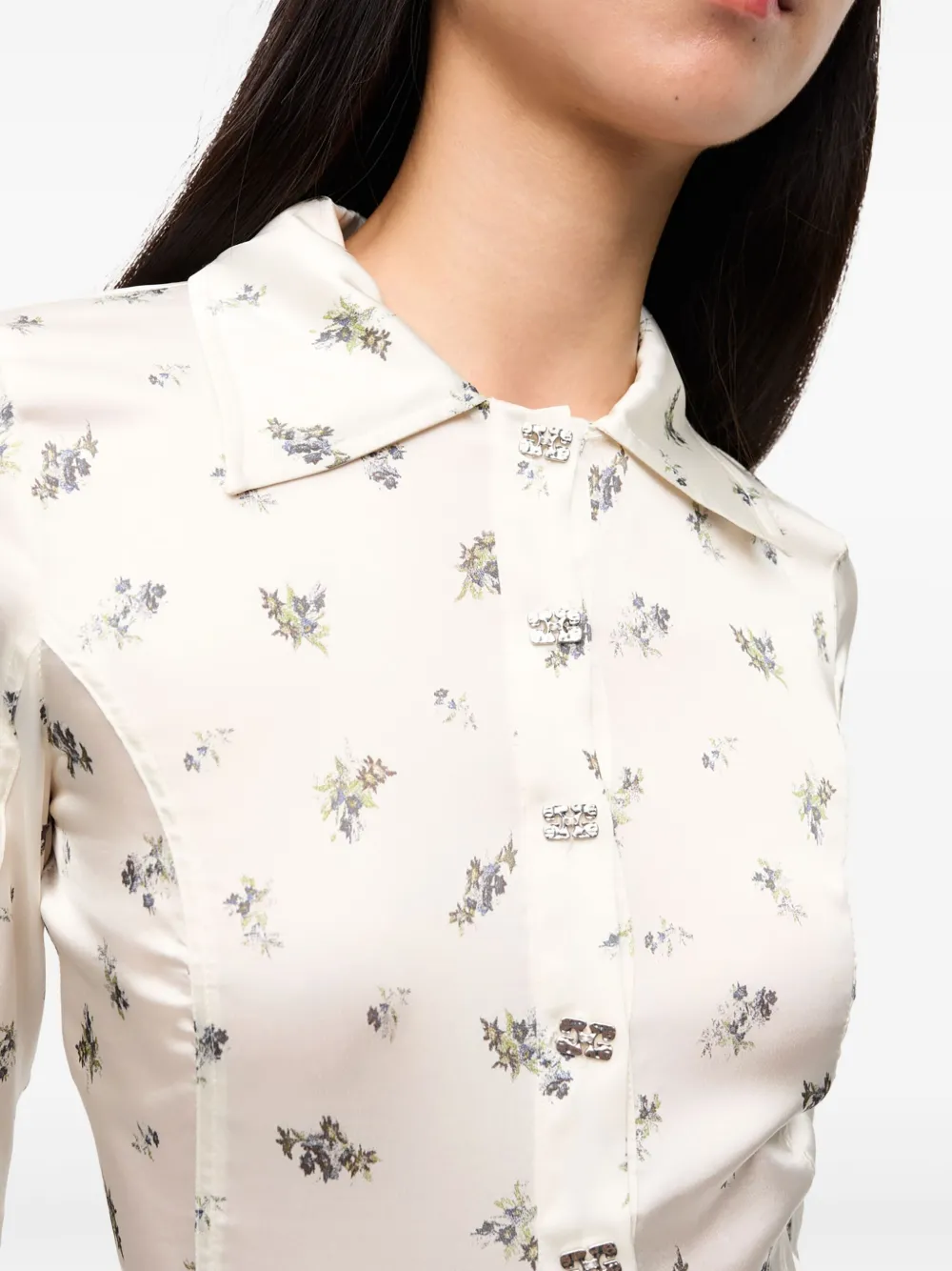 GANNI フローラル ボディスーツ | ホワイト | FARFETCH JP