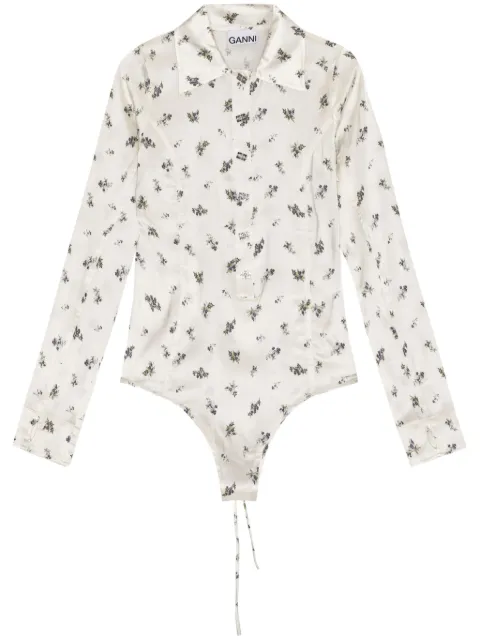 GANNI floral-print bodysuit