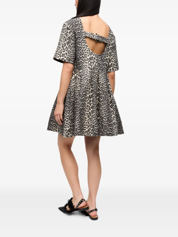 Ganni Cotton Tweed Mini Dress (Leopard), 36