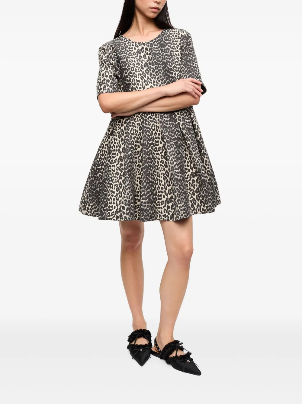 GANNI Mini-jurk met luipaardprint - Beige
