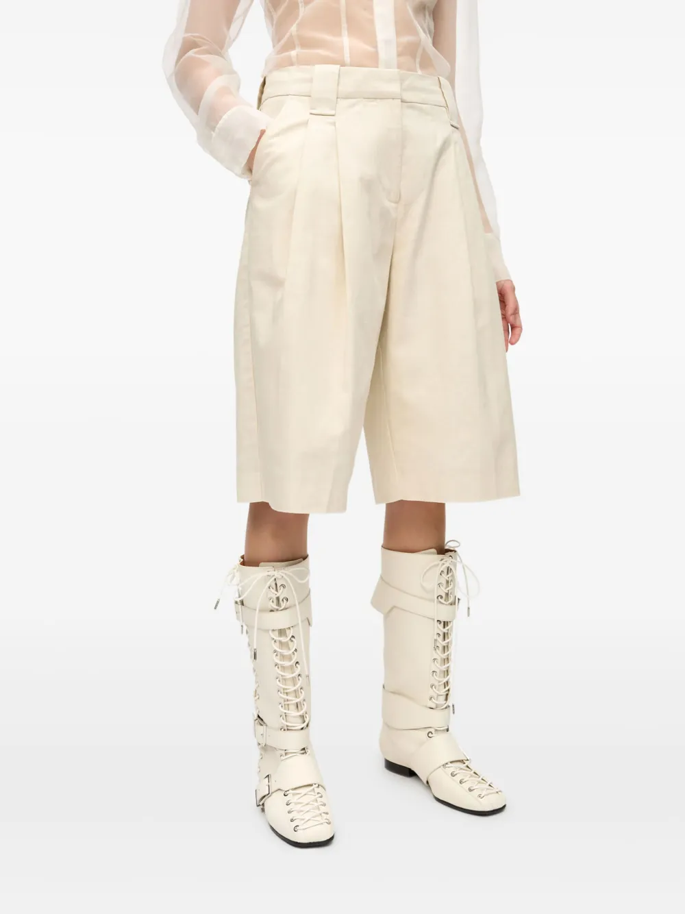 GANNI Shorts met plooidetail Beige