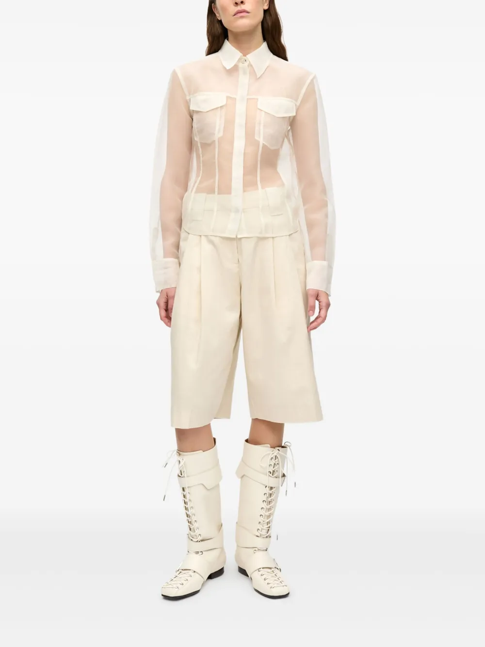 GANNI Shorts met plooidetail Beige