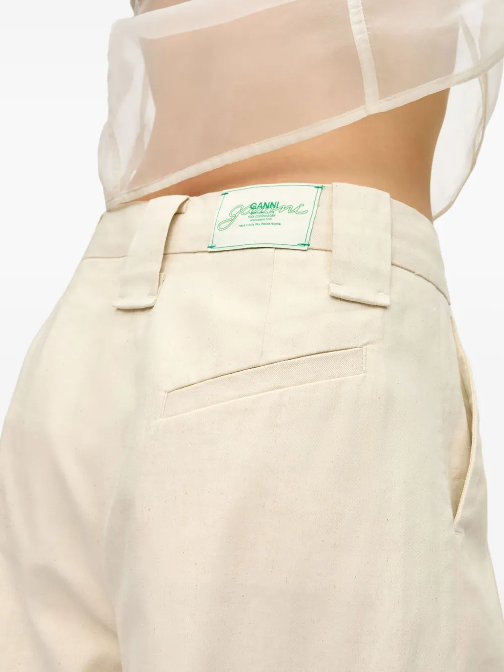 GANNI Shorts met plooidetail Beige