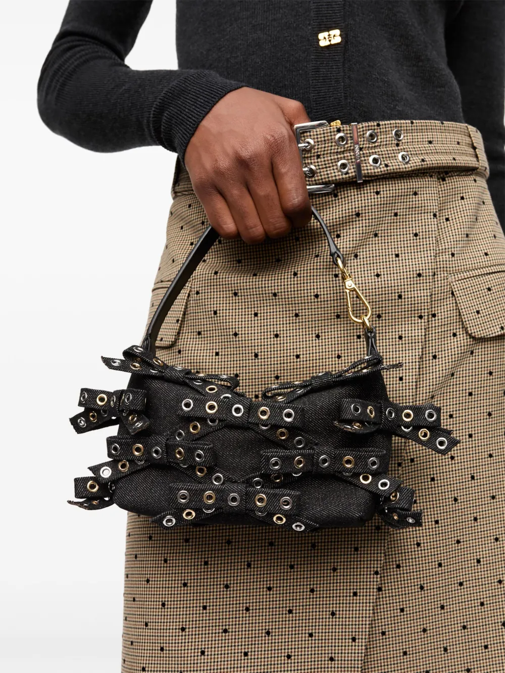 GANNI Butterfly kleine shopper - Zwart