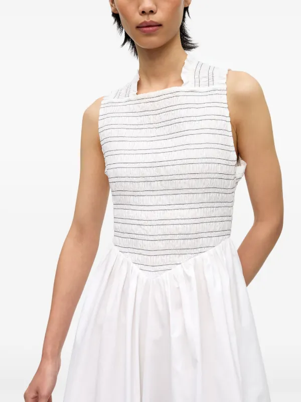 knee length dresses for ladies Ganni White Cotton Poplin String Midi Dress