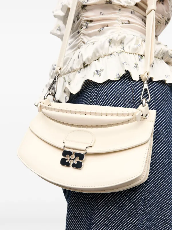 GANNI Butterfly-clasp Crossbody Bag | White | FARFETCH CA