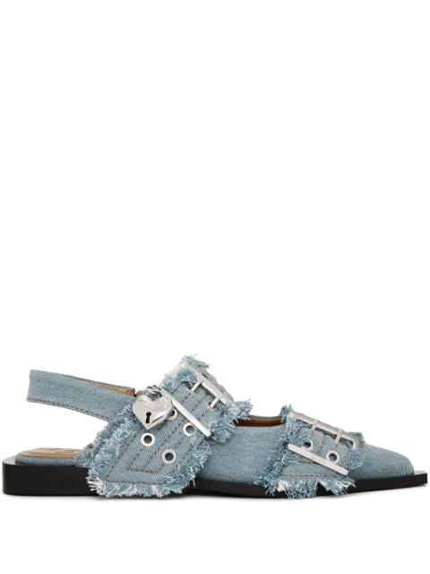 GANNI Feminine denim ballerina's