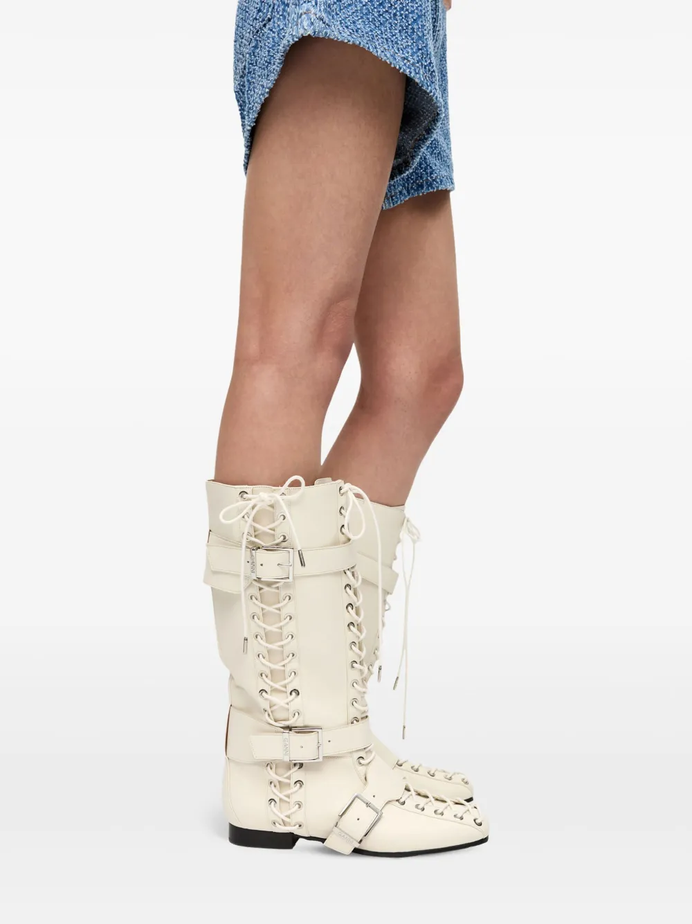 GANNI lace-up boots White