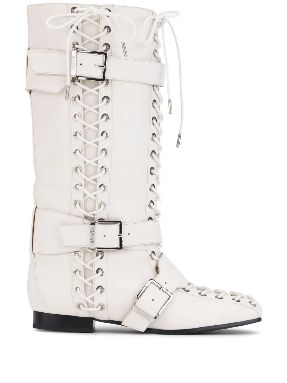 GANNI lace-up boots White