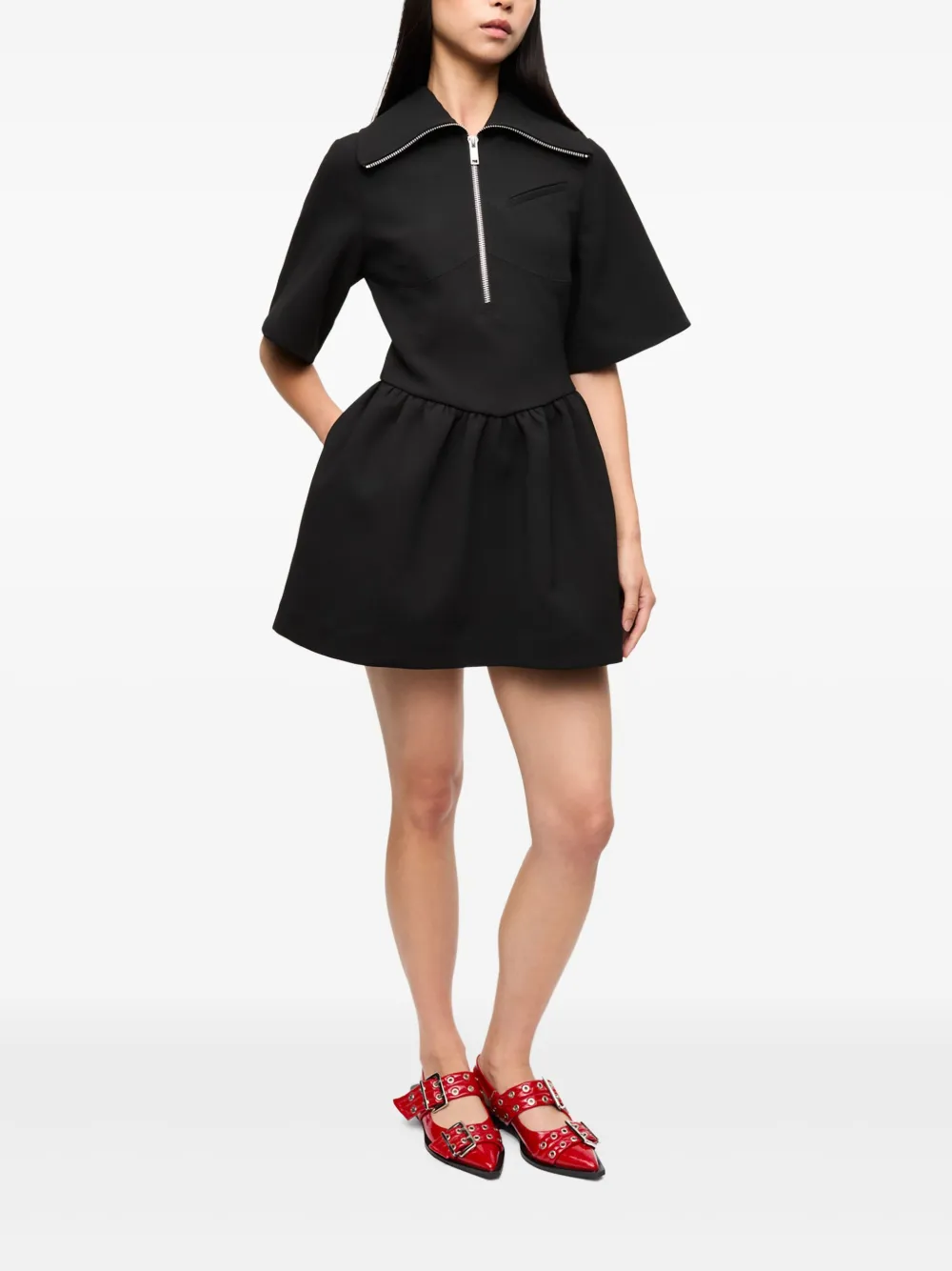GANNI Mini-jurk met rits - Zwart