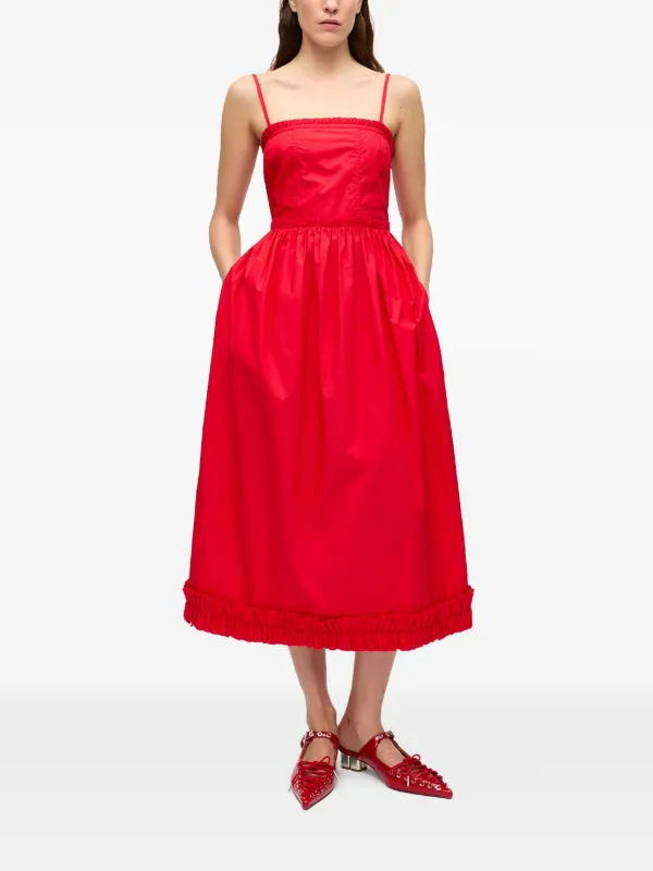 ganni red silk dress Ganni Silk Stretch Satin Wrap Dress Samba Size 36