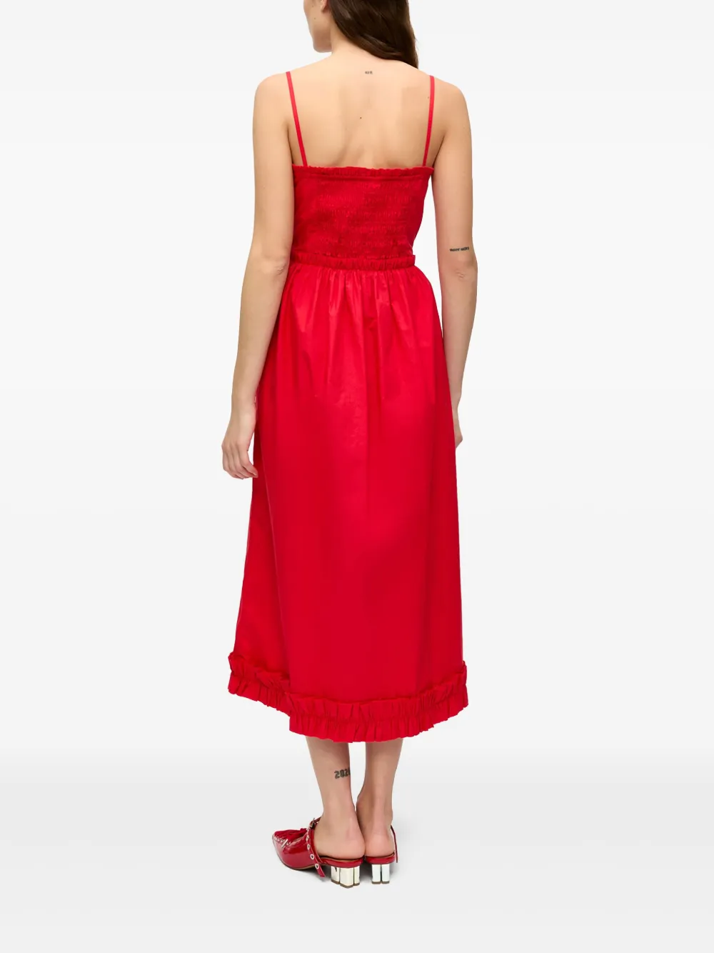 GANNI Midi-jurk Rood
