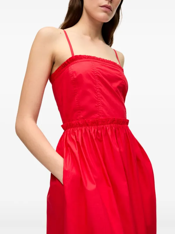 ganni red silk dress GANNI Midi Dress | Red