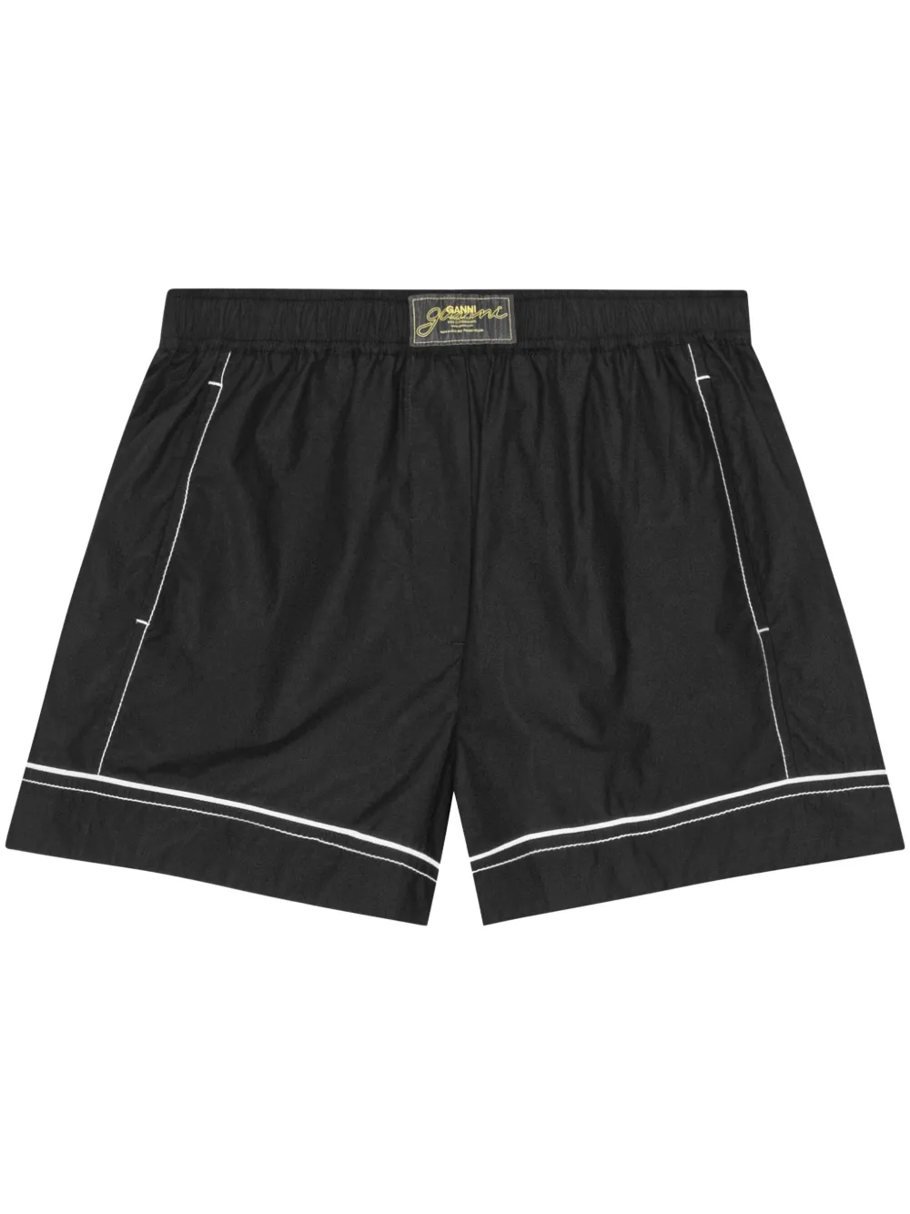 GANNI logo-patch shorts | Black | Image 1