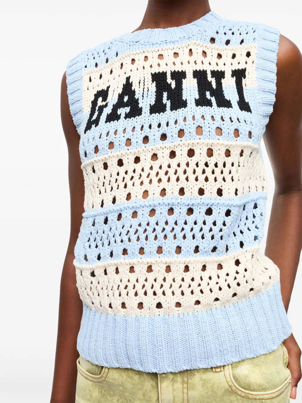 GANNI Gestreepte tanktop Blauw
