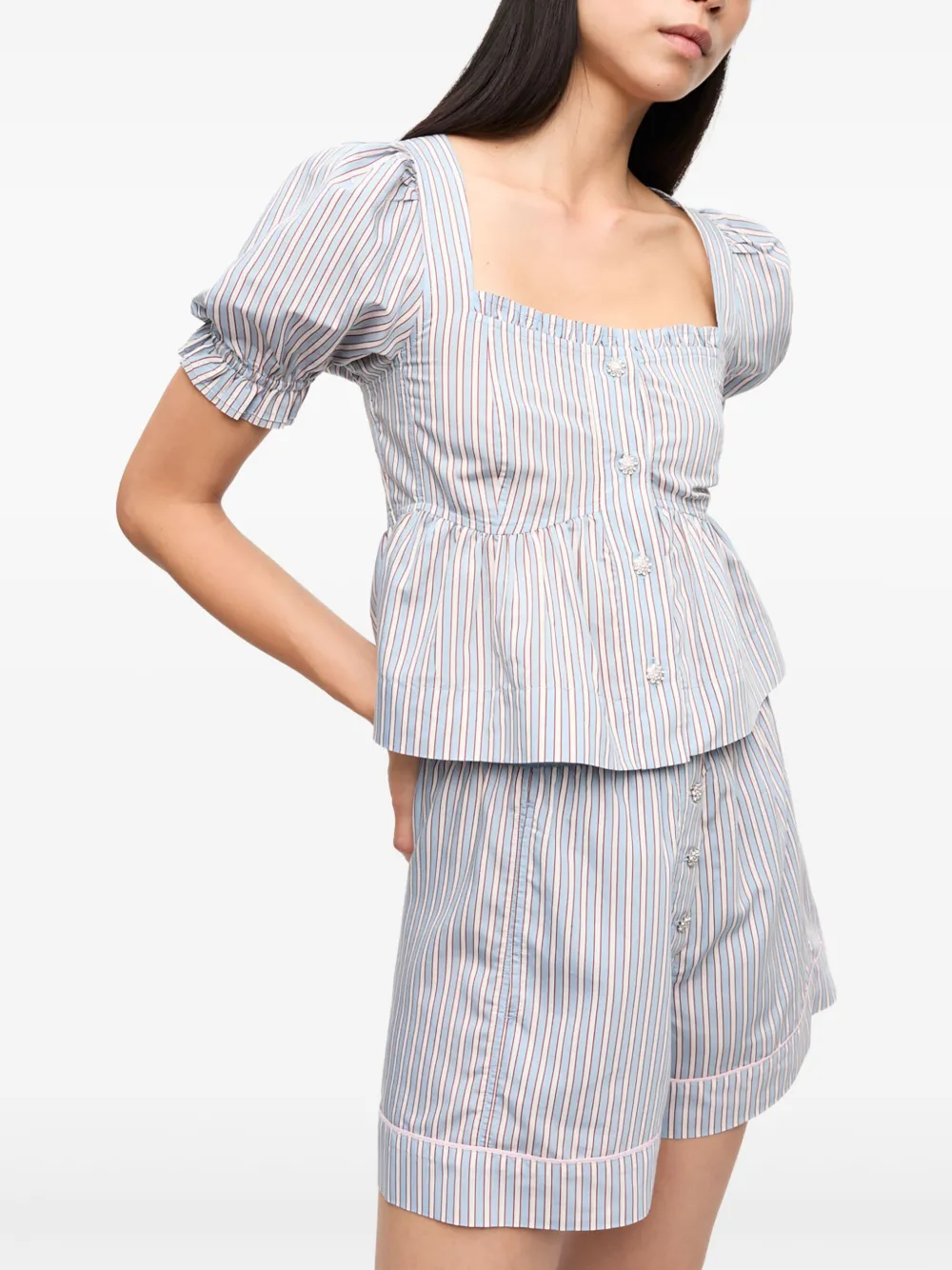 GANNI Gestreept shirt Wit