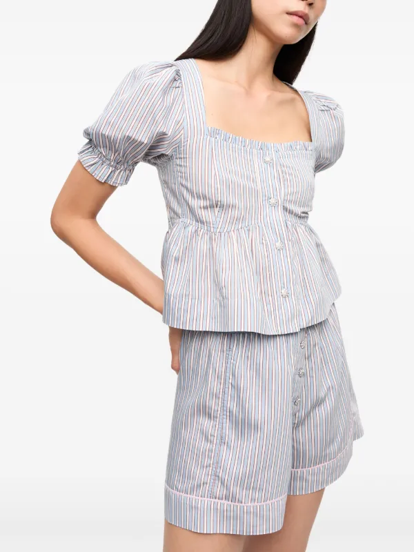 GANNI ストライプ ブラウス | ホワイト | FARFETCH JP