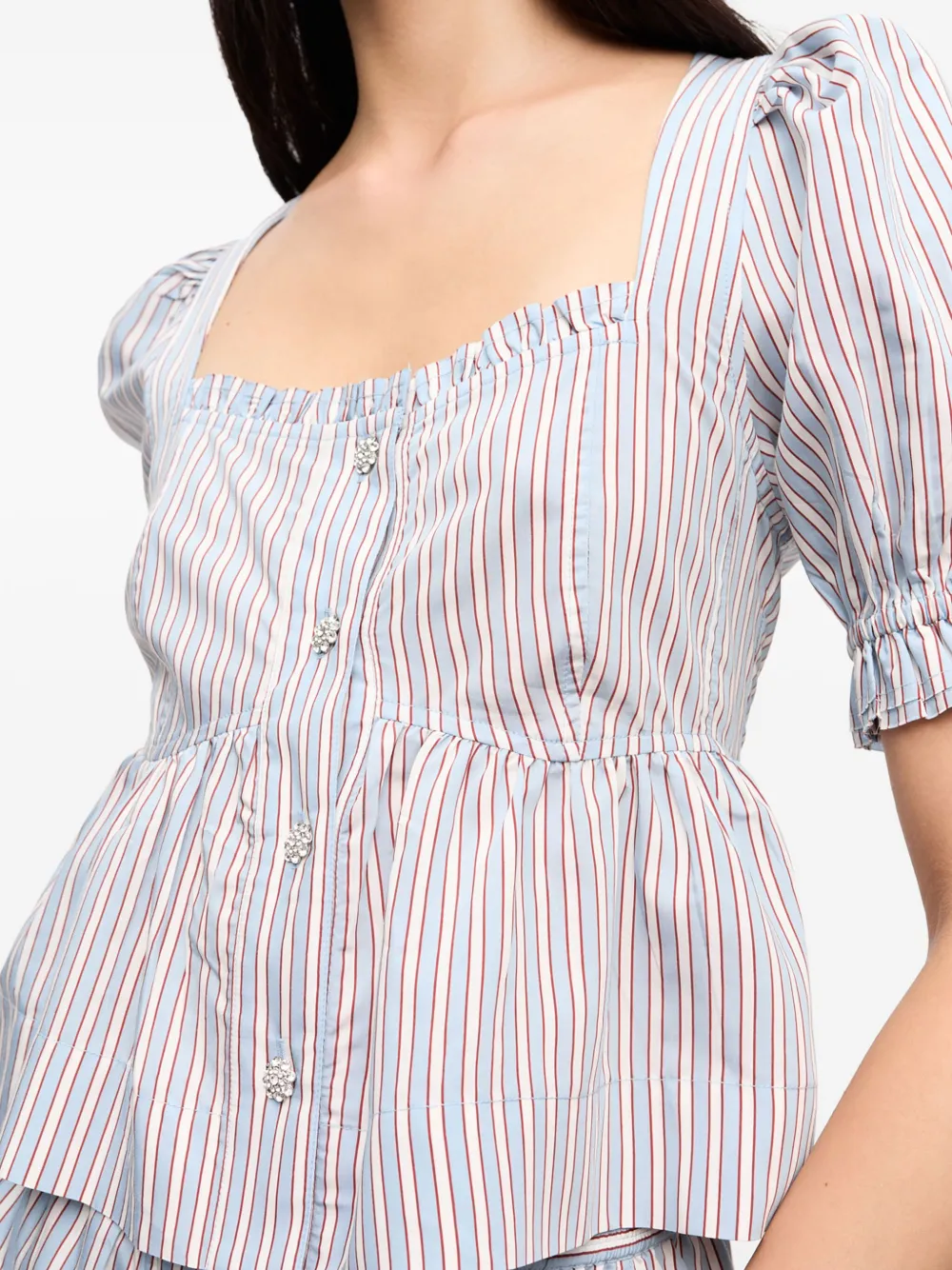 GANNI Gestreept shirt Wit