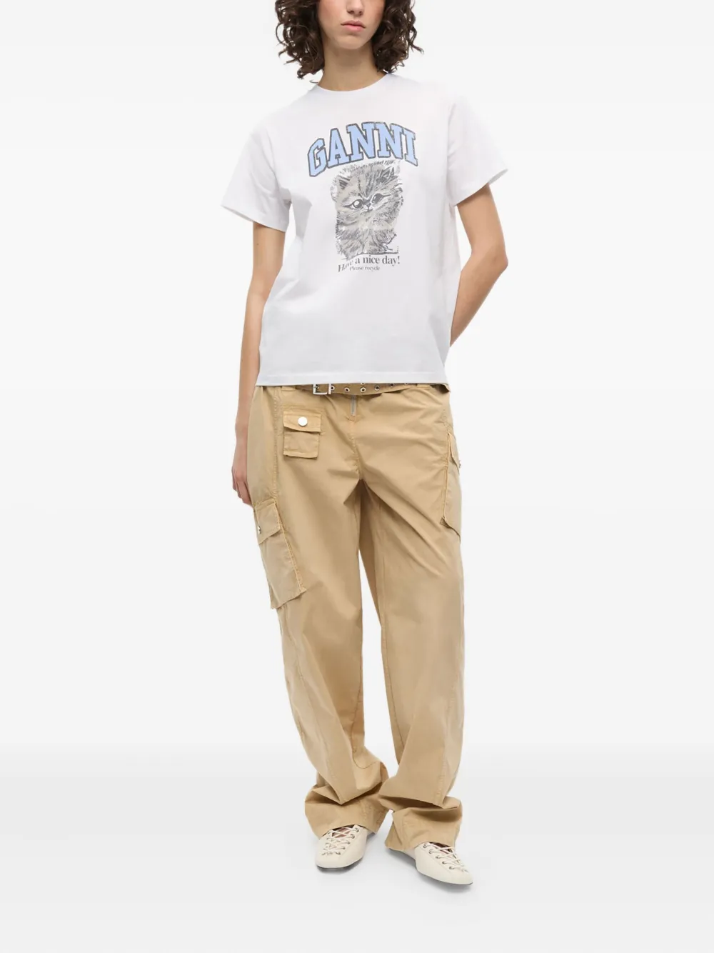 GANNI Broek met cargo zak - Beige