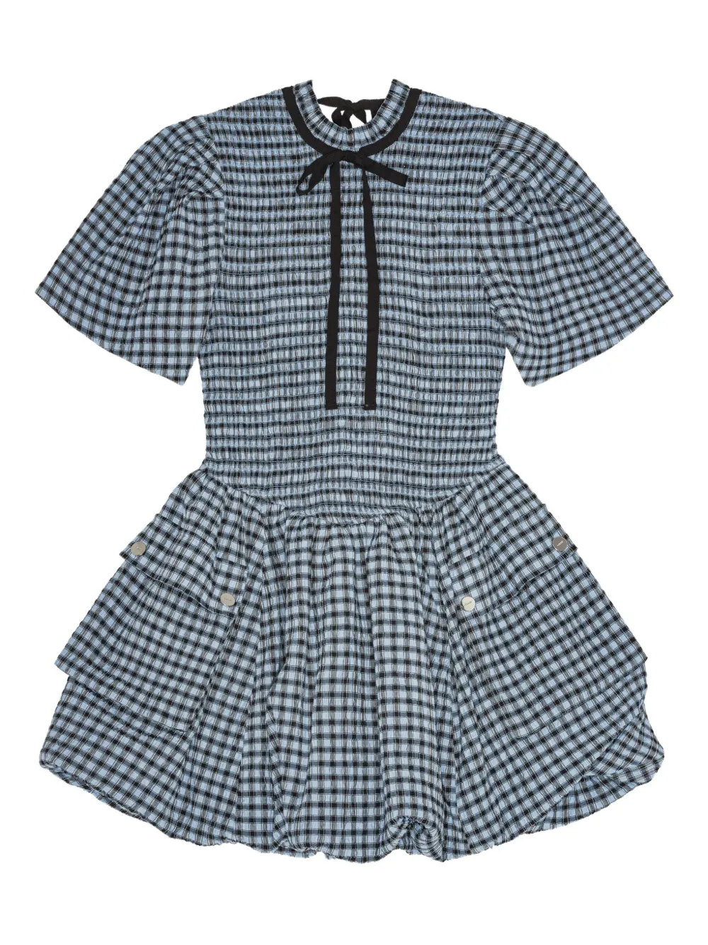 GANNI Geruite mini-jurk Blauw