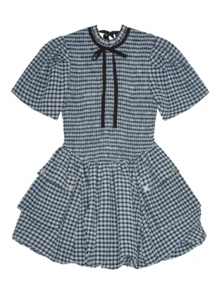seersucker check mini dress ganni Ganni Mini Dress Seersucker Check F5619 SIZE 38 [US 6]