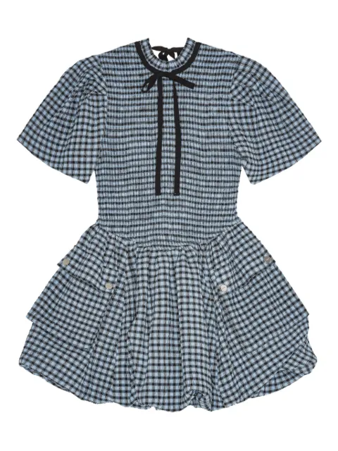 GANNI checked seersucker mini dress