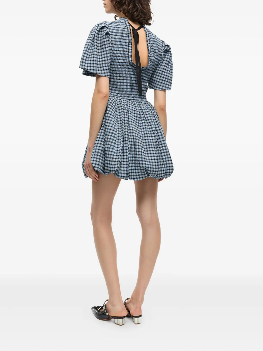 GANNI Geruite mini-jurk Blauw