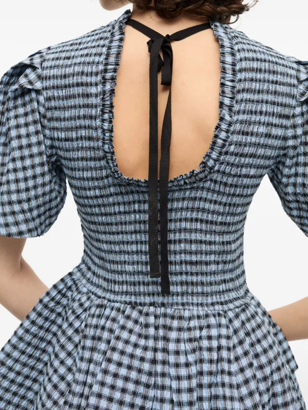 GANNI Checked Seersucker Mini Dress | Blue | FARFETCH GANNI Checked Seersucker Mini Dress | Blue | FARFETCH