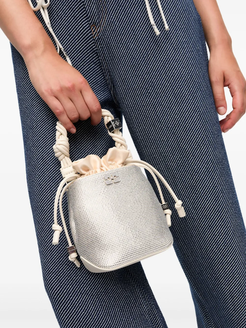 GANNI Bou mini bucket-tas Beige