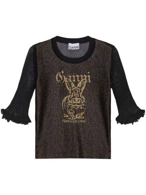 GANNI playera con logo en jacquard