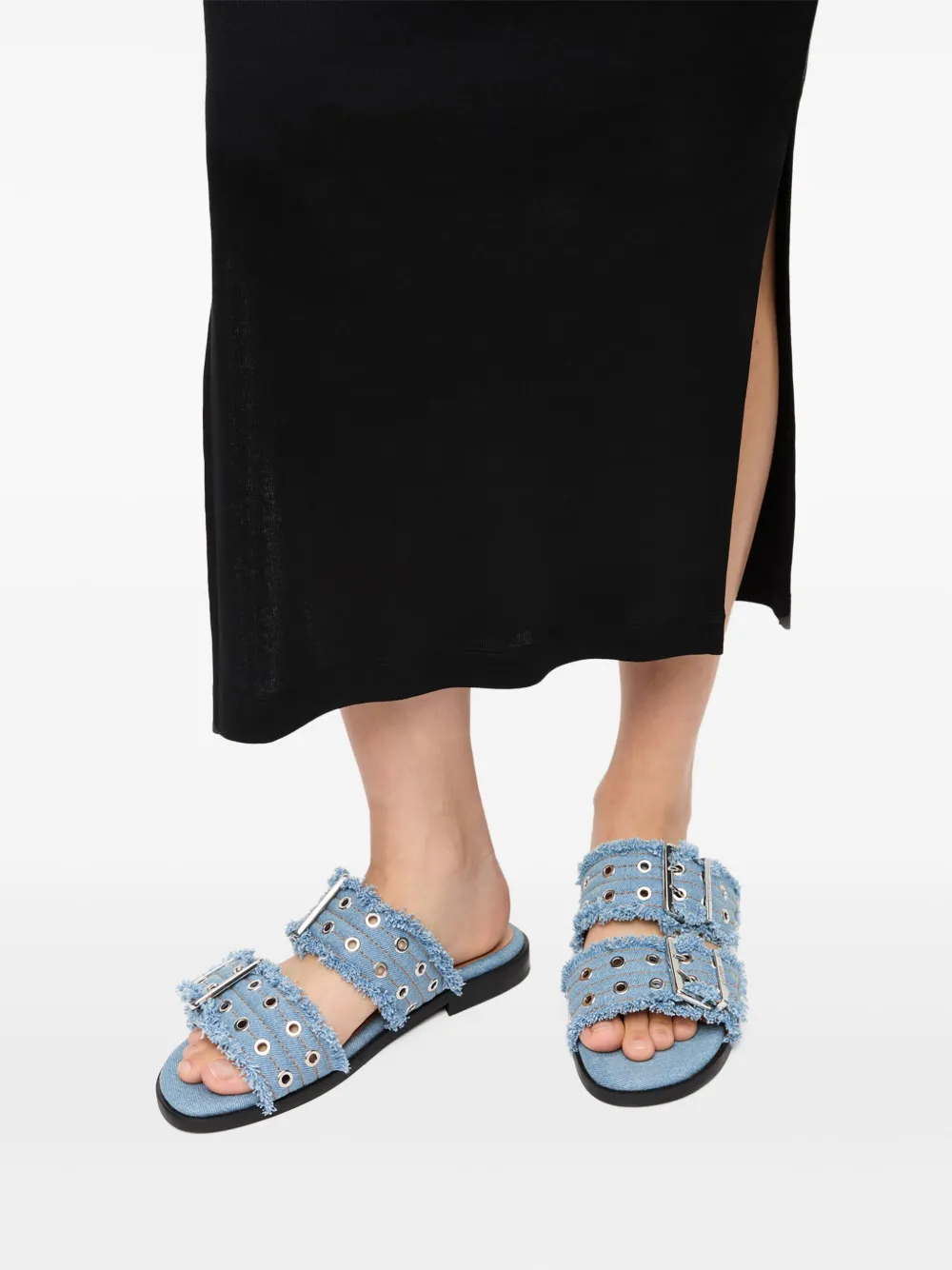 GANNI Feminine denim sandalen Blauw