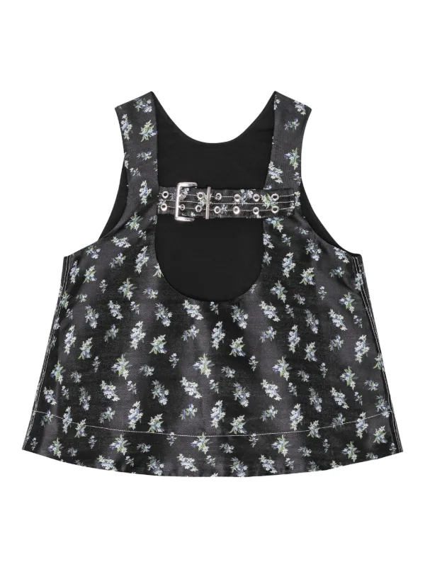GANNI floral-print Top | Black | FARFETCH
