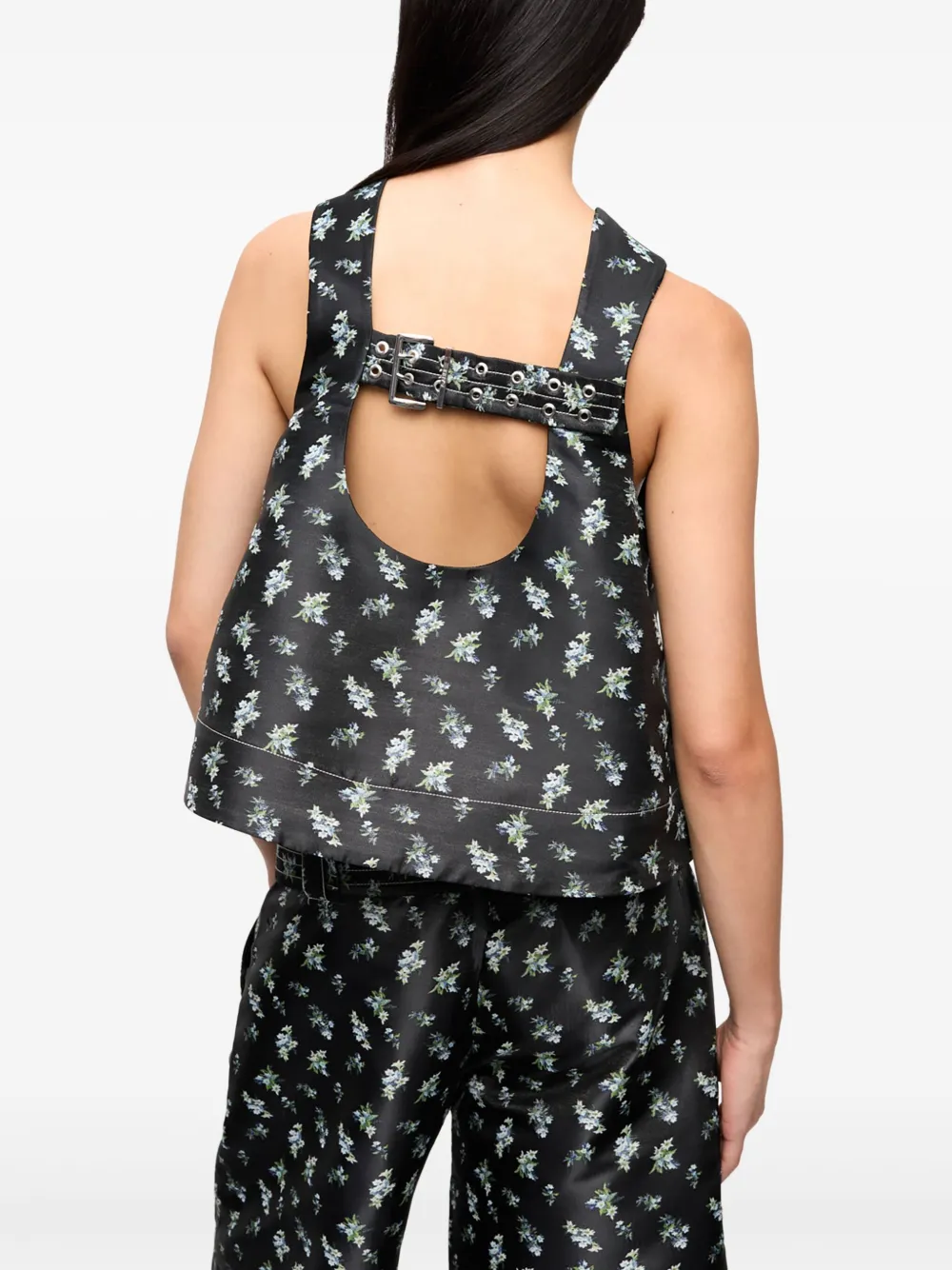 GANNI Top met bloemenprint Zwart