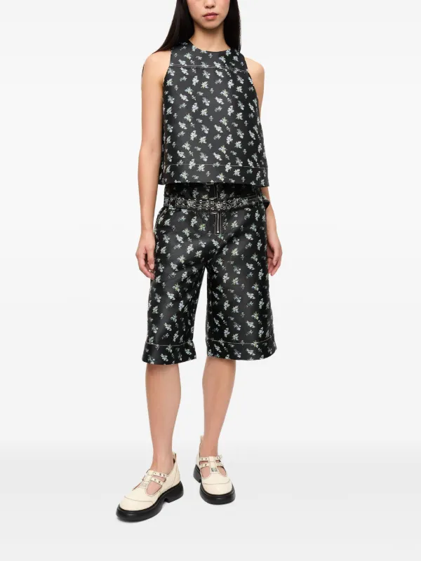 GANNI floral-print Top | Black | FARFETCH