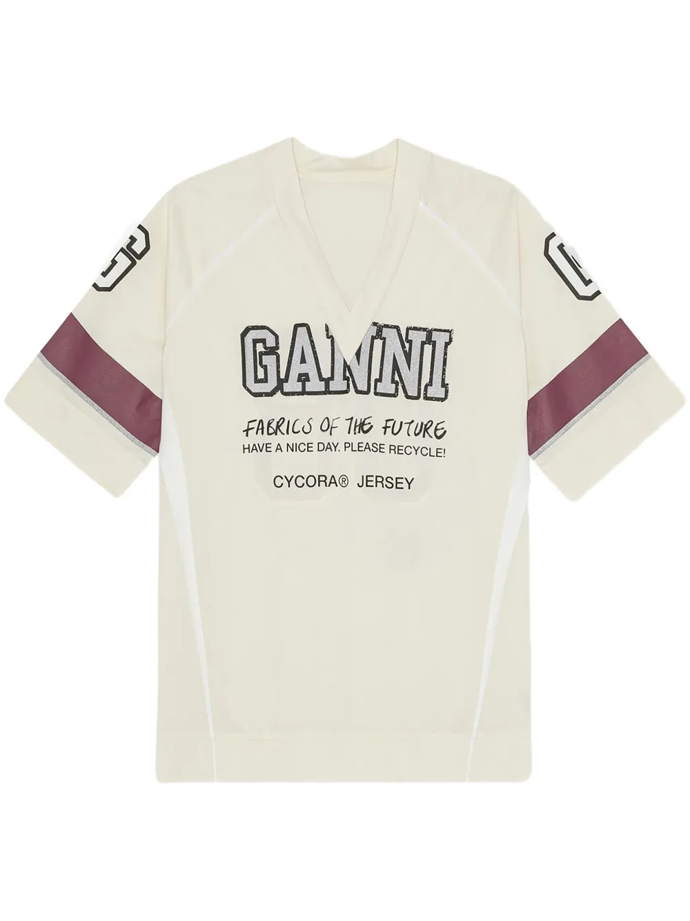 GANNI Future mesh T-shirt Beige