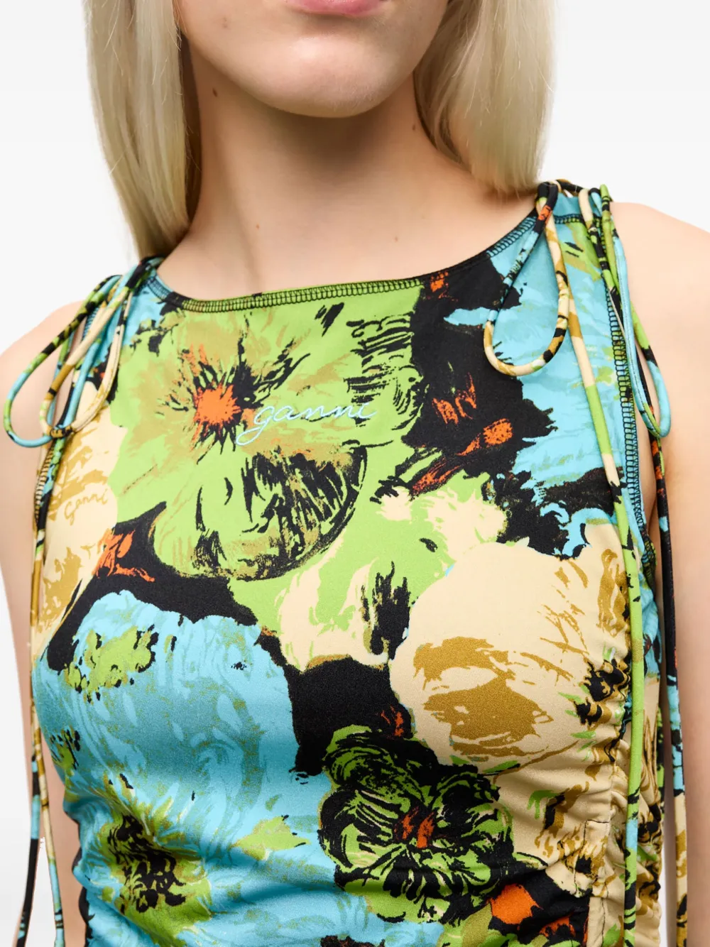 GANNI Jurk met bloemenprint Groen