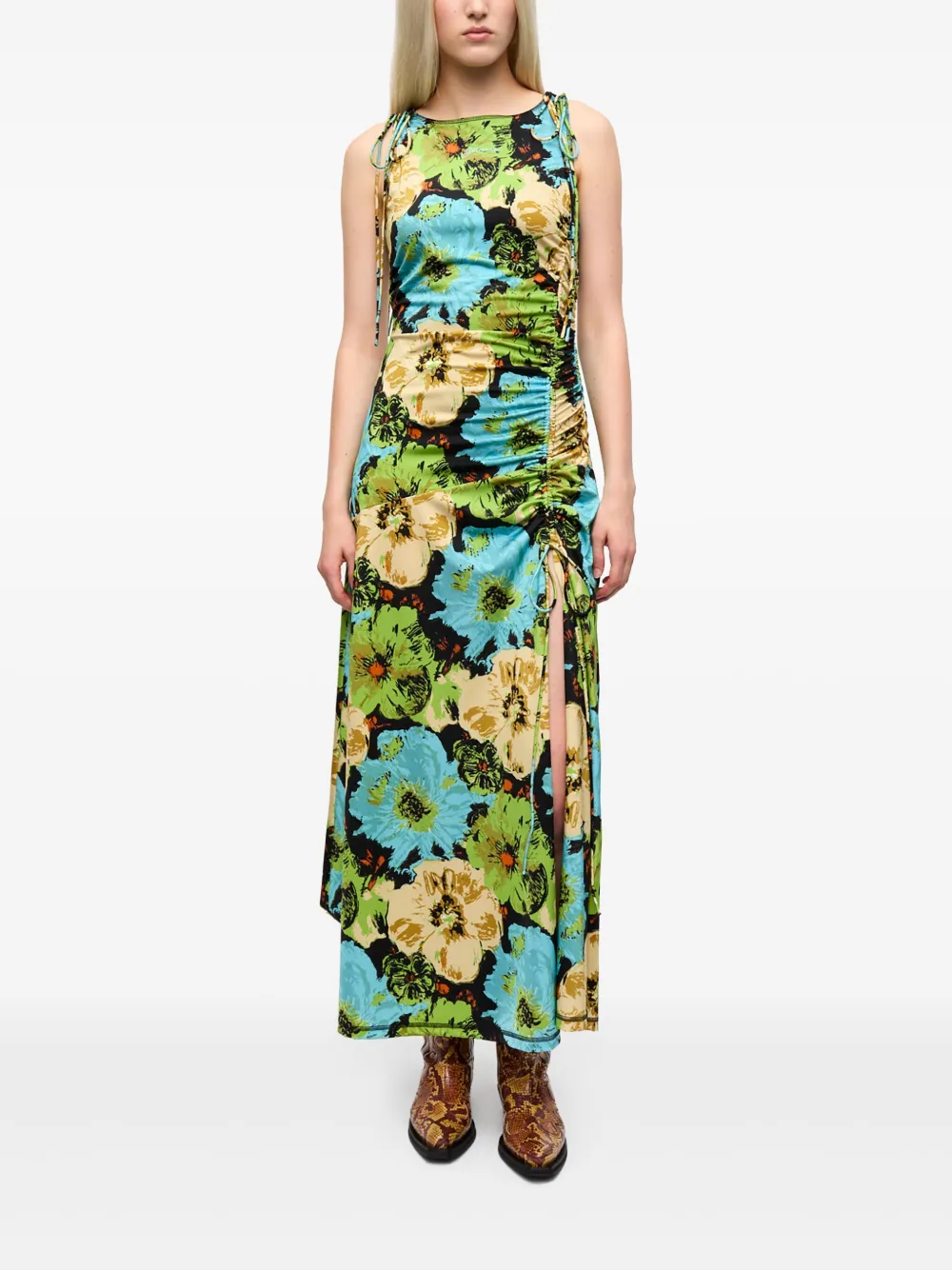 GANNI Jurk met bloemenprint - Groen