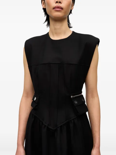 GANNI pleat-detailing midi dress W0390 - 3