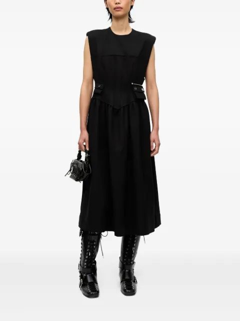 GANNI pleat-detailing midi dress W0390 - 1
