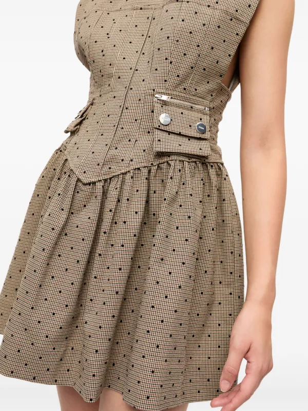 【美品】ganni ガニー ハウンドトゥース ミニドレス GANNI（ガニー） ワンピース Cotton Poplin Tie String Mini Dress