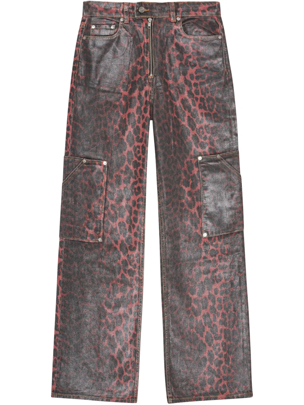 GANNI Jeans met luipaardprint Rood