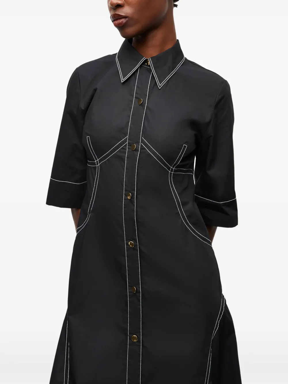 GANNI Blousejurk met contrasterende afwerking Zwart