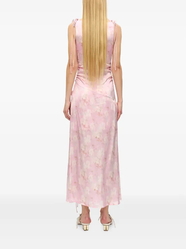 ganni pink silk dress Ganni Pleated Satin Dress