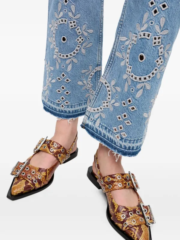 GANNI broderie-anglaise Jeans | Blue | FARFETCH