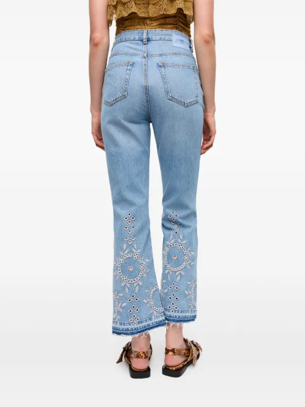GANNI broderie-anglaise Jeans | Blue | FARFETCH