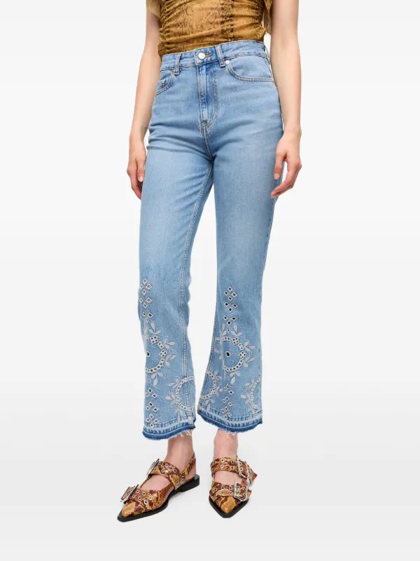 GANNI broderie-anglaise Jeans | Blue | FARFETCH